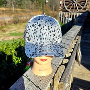 Ladies Silver & Black Stars BLING Hat NEW No Tags